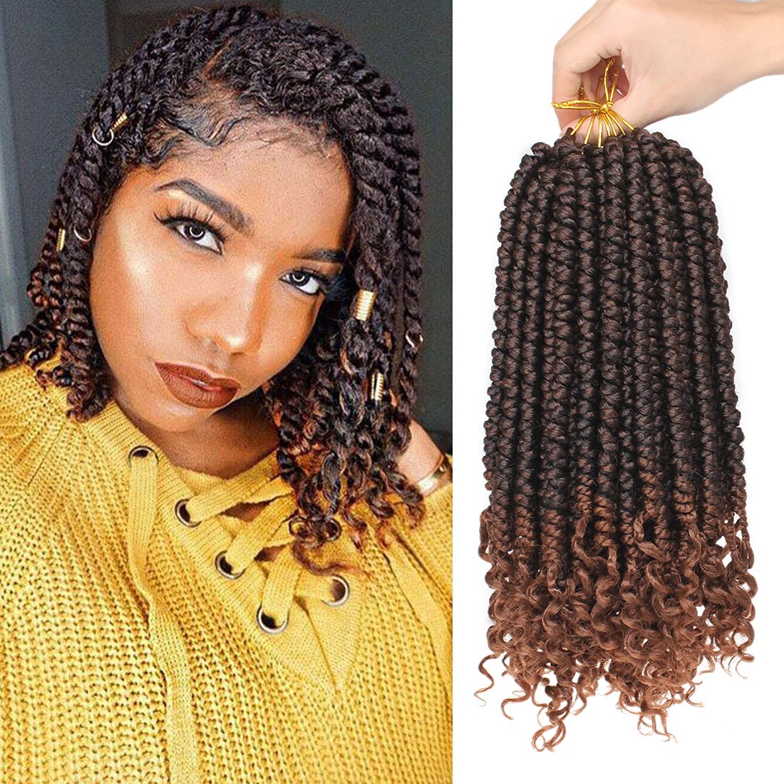 12inch Spring Senegalese Twist Crochet Braids Curl End Crochet Hair Pre-looped Passion Twist Hair Extensions