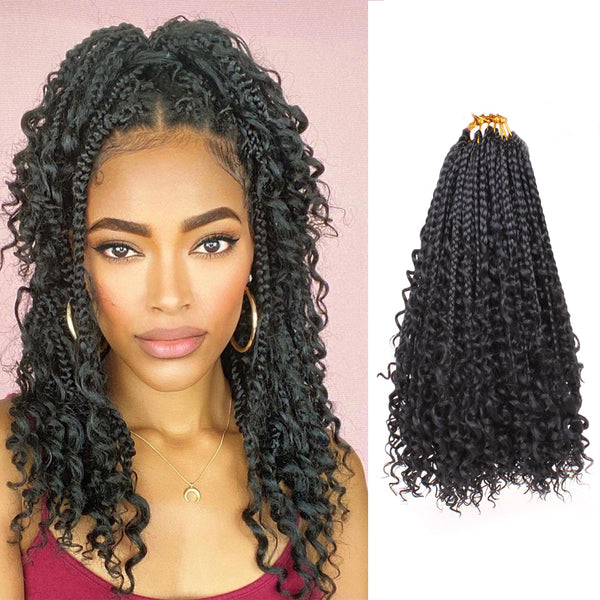 Unionbeauty 8 Packs 14 Inch Boho Box Braids Crochet Hair Curly Ends Me –  EveryMarket
