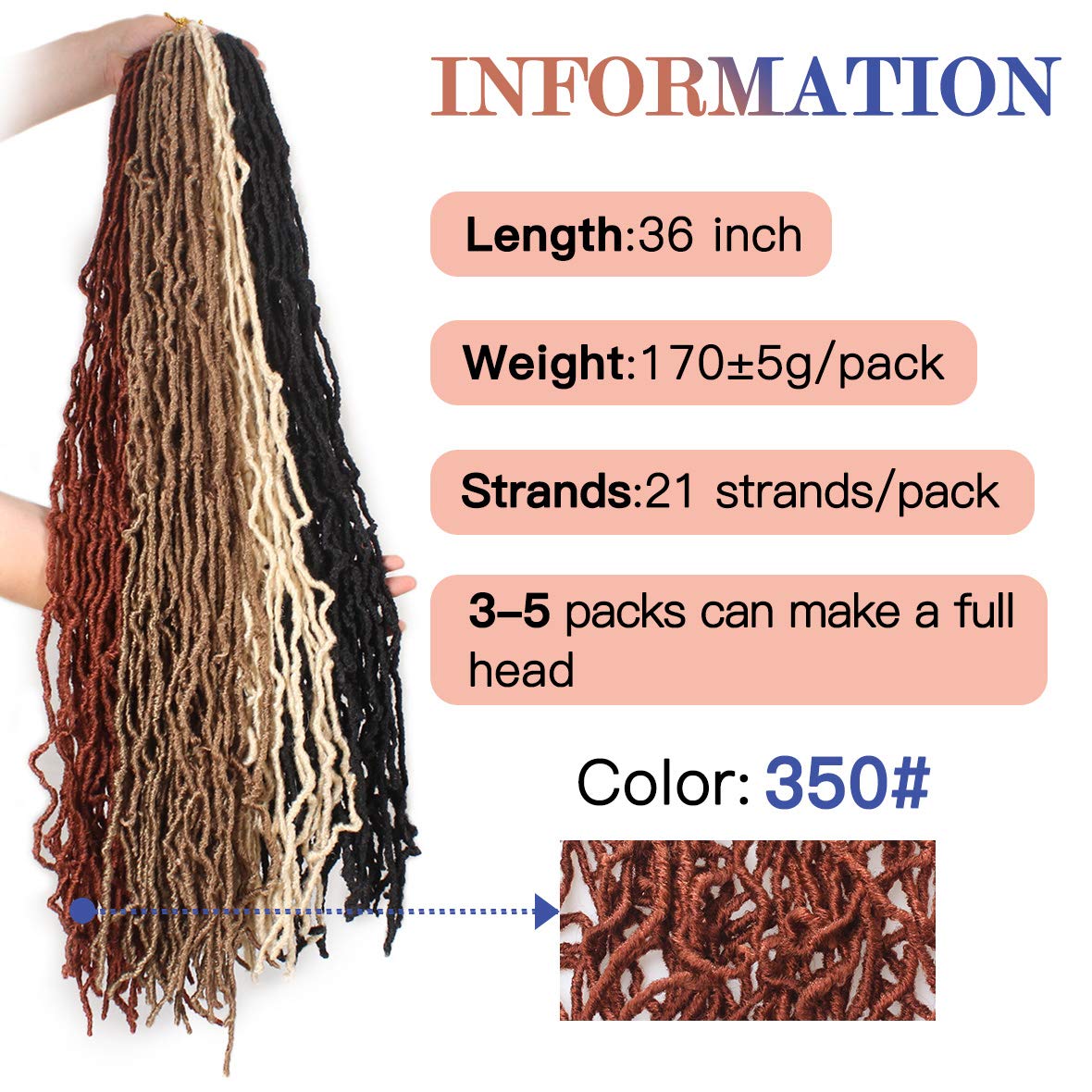 36 Inch Nu Faux Locs Crochet Braids Hair Goddess Faux Natural Soft Locs Crochet Braiding Synthetic Hair