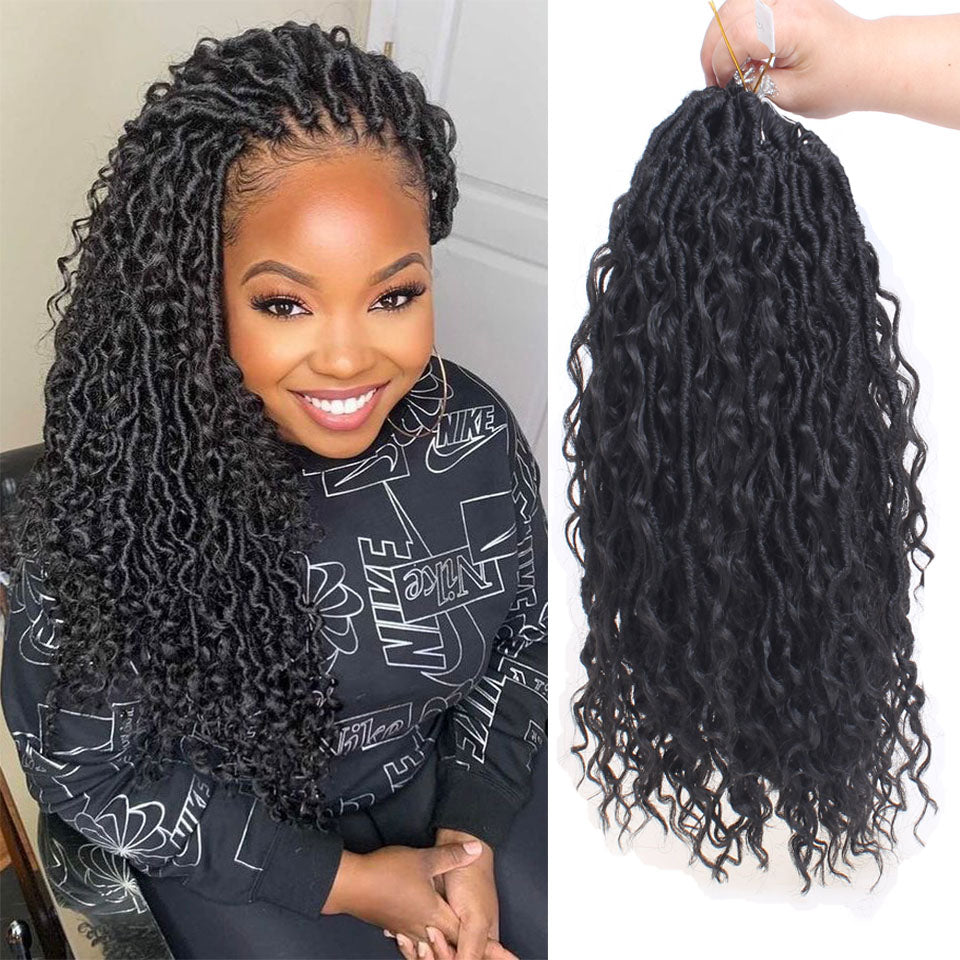 Boho Faux Locs Synthetic Crochet Braids Hair Goddess Locs Crochet Hair Pre-looped Soft Locs With Curly Ends Hippie Locs Hair