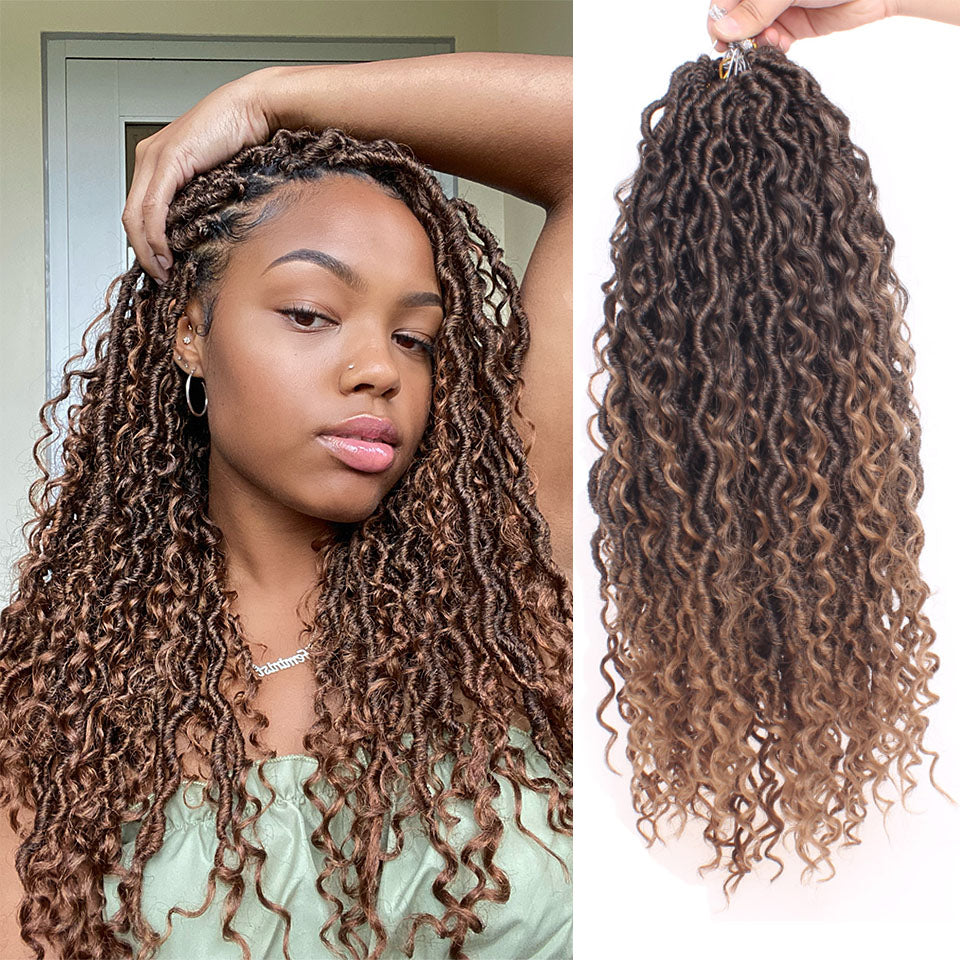 Boho Faux Locs Synthetic Crochet Braids Hair Goddess Locs Crochet Hair Pre-looped Soft Locs With Curly Ends Hippie Locs Hair