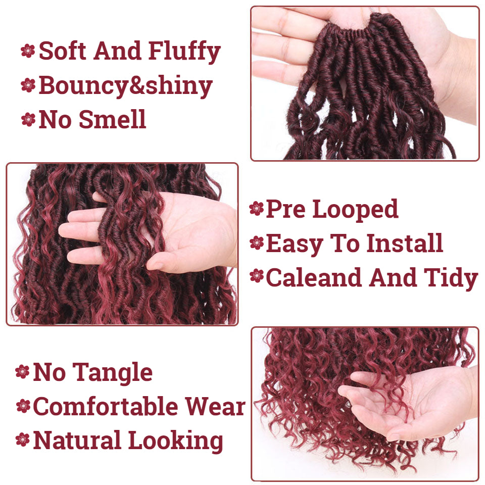 Boho Faux Locs Synthetic Crochet Braids Hair Goddess Locs Crochet Hair Pre-looped Soft Locs With Curly Ends Hippie Locs Hair