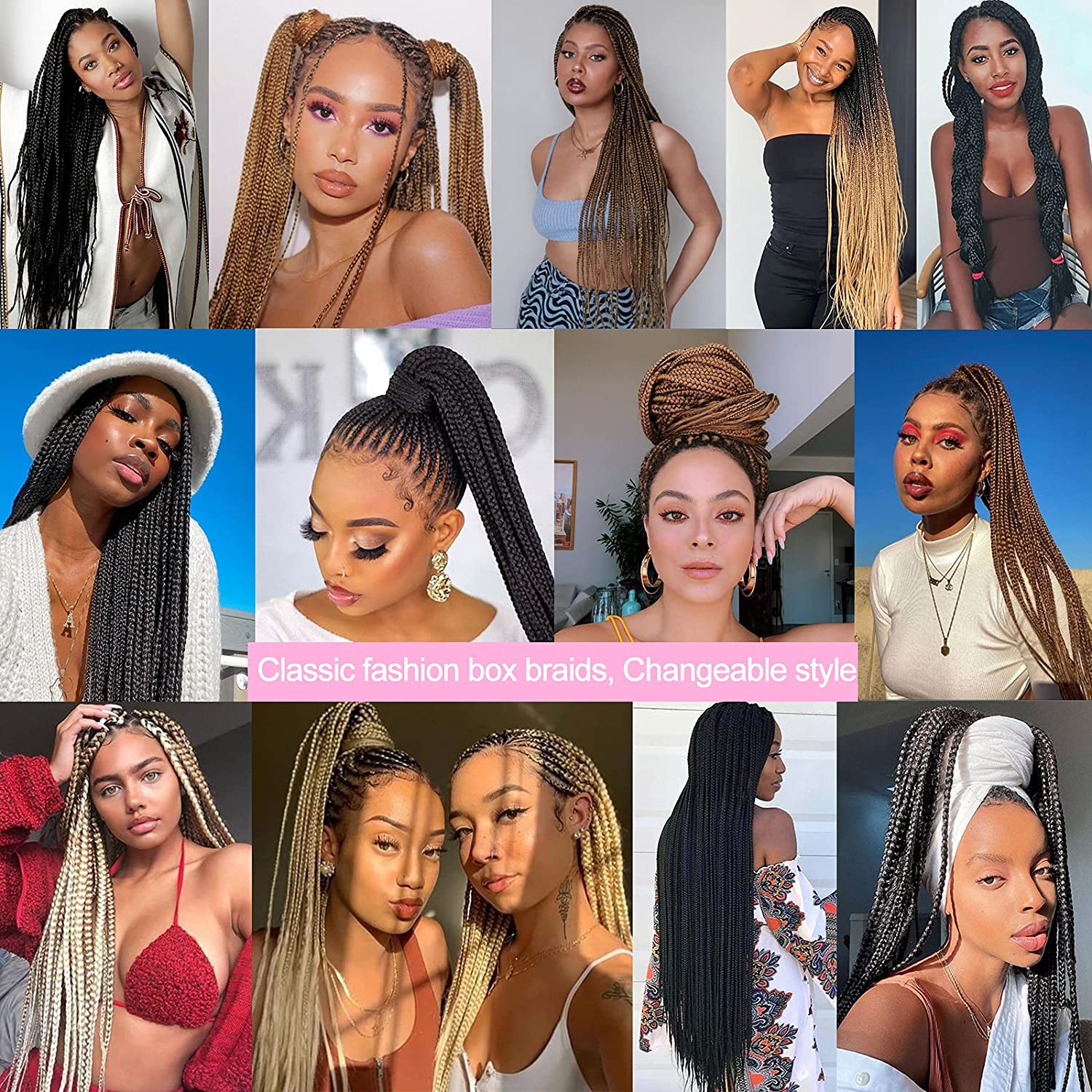 30inch Ombre Box Braids Crochet Hair Pre-looped Synthetic Braids Hair Extensions Crochet Braids Hair