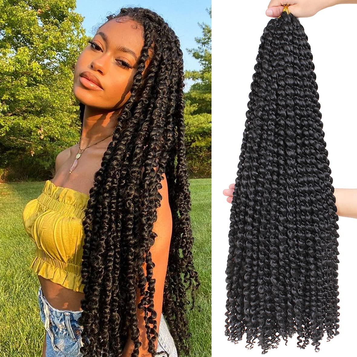 30Inch Long Passion Twist Hair Water Wave Synthetic Crochet Braids Hair Goddess Bohemian Hair for Butterfly Locs Crochet Braiding Hair