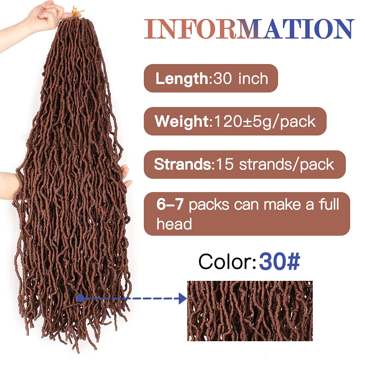 36 Inch Nu Faux Locs Crochet Braids Hair Goddess Faux Natural Soft Locs Crochet Braiding Synthetic Hair