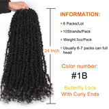 24Inch Butterfly Locs Crochet  Hair Long Butterfly Faux Locs With Curly Ends Pre-twisted Goddess Locs Crochet Braiding Hair