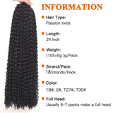 24Inch Water Wave Passion Twist Hair Crochet Braids Hair Goddess Crochet Synthetic Braided Hair Extensions