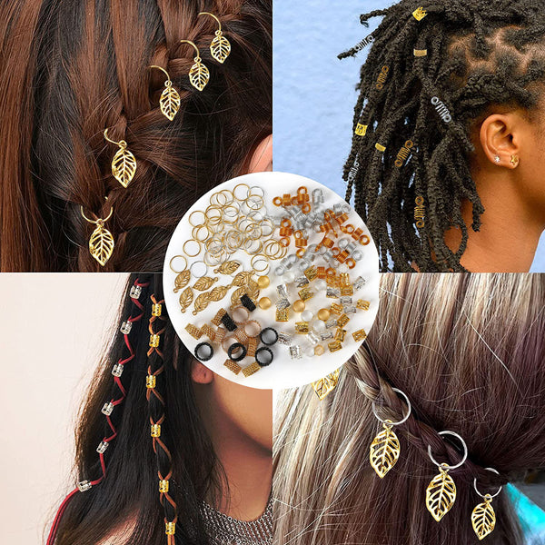 unionbeauty Hair Jewelry for Women Braids Dreadlock Accessories Metal Gold Hair Cuffs Decorations 161Pack