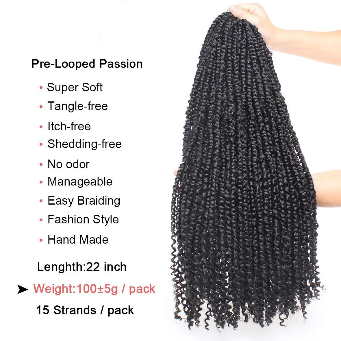 Pre-twisted Passion Twist Crochet Hair 22inch Pre-Looped Passion Twist Bohemian Crochet Braids Hair Extensions