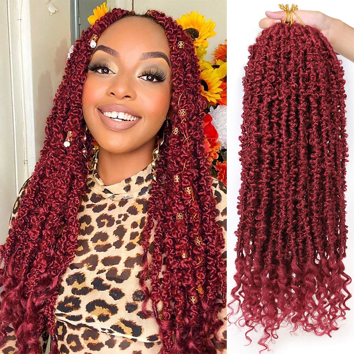 24Inch Butterfly Locs Crochet  Hair Long Butterfly Faux Locs With Curly Ends Pre-twisted Goddess Locs Crochet Braiding Hair