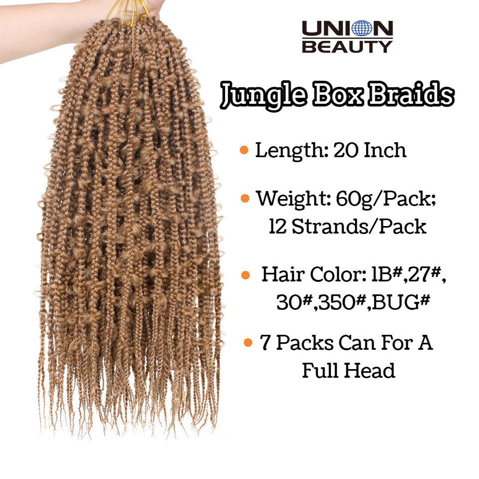 20 Inch Knotless Jungle Box Braids Pre-Looped Goddess Box Braids Hair Butterfly Crochet Braid Hair