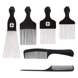 6Pack Mixed Metal Afro Hair Pick Hair Comb for Women and Men for Thick Natural Curly Hair Detangle Wig Anti Static Styling Comb Pick