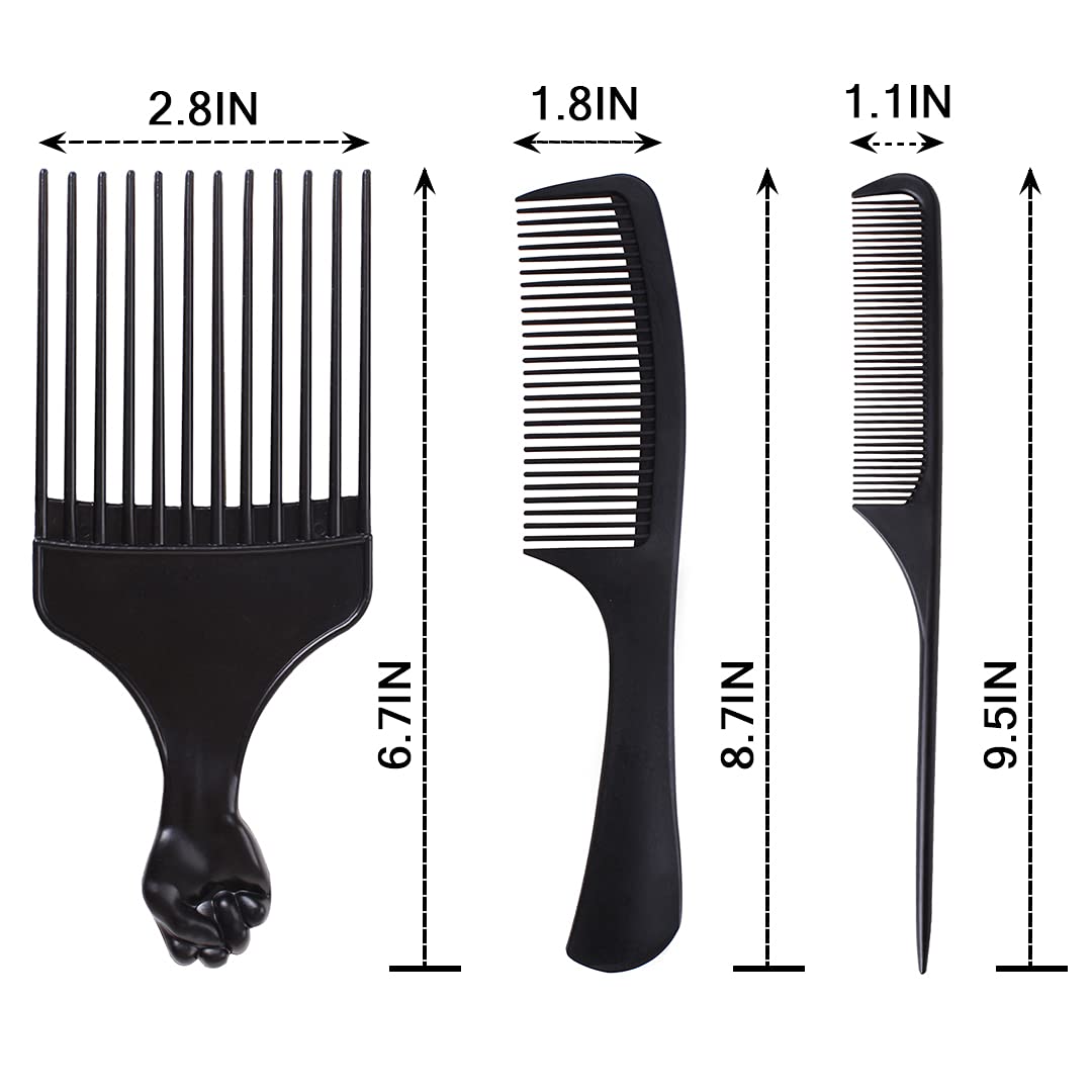 6Pack Mixed Metal Afro Hair Pick Hair Comb for Women and Men for Thick Natural Curly Hair Detangle Wig Anti Static Styling Comb Pick
