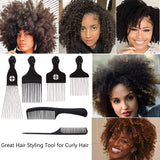 6Pack Mixed Metal Afro Hair Pick Hair Comb for Women and Men for Thick Natural Curly Hair Detangle Wig Anti Static Styling Comb Pick