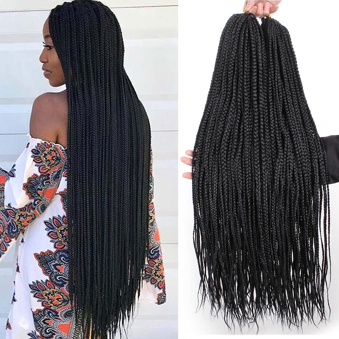 30inch Ombre Box Braids Crochet Hair Pre-looped Synthetic Braids Hair Extensions Crochet Braids Hair