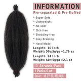 Pre-Separated Springy Afro Twist Hair Spring Twist Hair For Distressed Soft Locs Natural Black Long Marley Twist Braiding Hair Extension