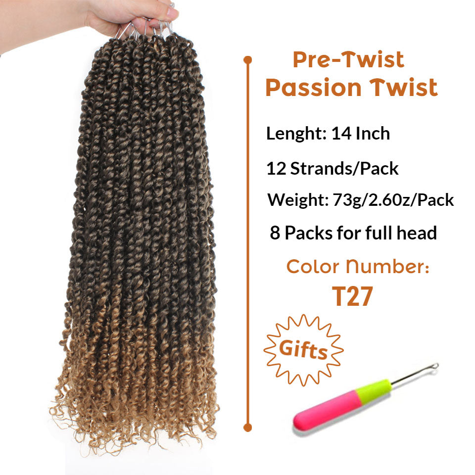 Pre-twisted Passion Twist Crochet Hair with Curly Ends Pre looped Synthetic Bohemian Crochet Braids Hair