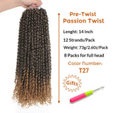 Pre-twisted Passion Twist Crochet Hair with Curly Ends Pre looped Synthetic Bohemian Crochet Braids Hair