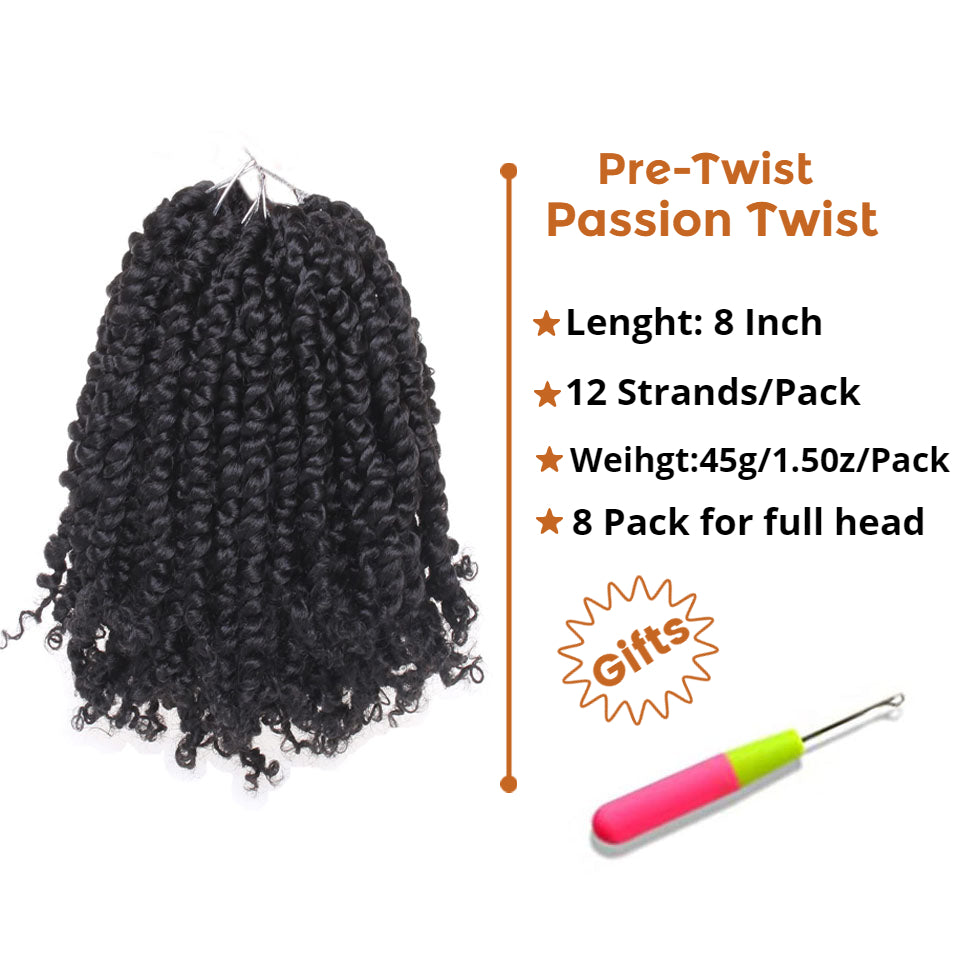 Pre-twisted Passion Twist Crochet Hair with Curly Ends Pre looped Synthetic Bohemian Crochet Braids Hair