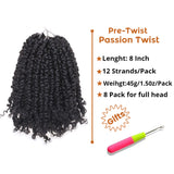 Pre-twisted Passion Twist Crochet Hair with Curly Ends Pre looped Synthetic Bohemian Crochet Braids Hair