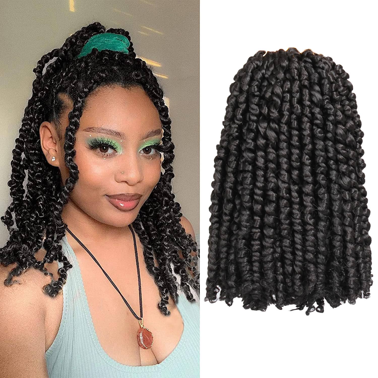Short Passion Twist Hair 10 Inch Pre-twisted Passion Twists Crochet Hair  Pre-looped Synthetic Crochet Braids (7 Packs,1#)