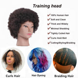 Afro Mannequin Head 100% Human Hair For Practice Styling Braiding Hair