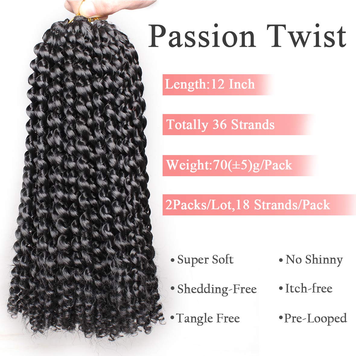 1B/27# Passion Twist Hair 24 Inch Water Wave Passion Twist Crochet