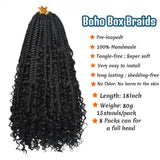 14Inch Boho Box Braids Crochet Hair Curly Ends Bohemian Goddess Box Braids Hair Pre-looped Braiding Hiar