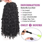 18Inch Butterfly Locs Crochet Hair Pre-Looped Butterfly soft Faux Locs Curly Crochet Braids Hair