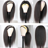 Headband Wigs Malaysian Kinky Straight Human Hair Wigs Yaki Straight Wig For Women Glueless Wigs