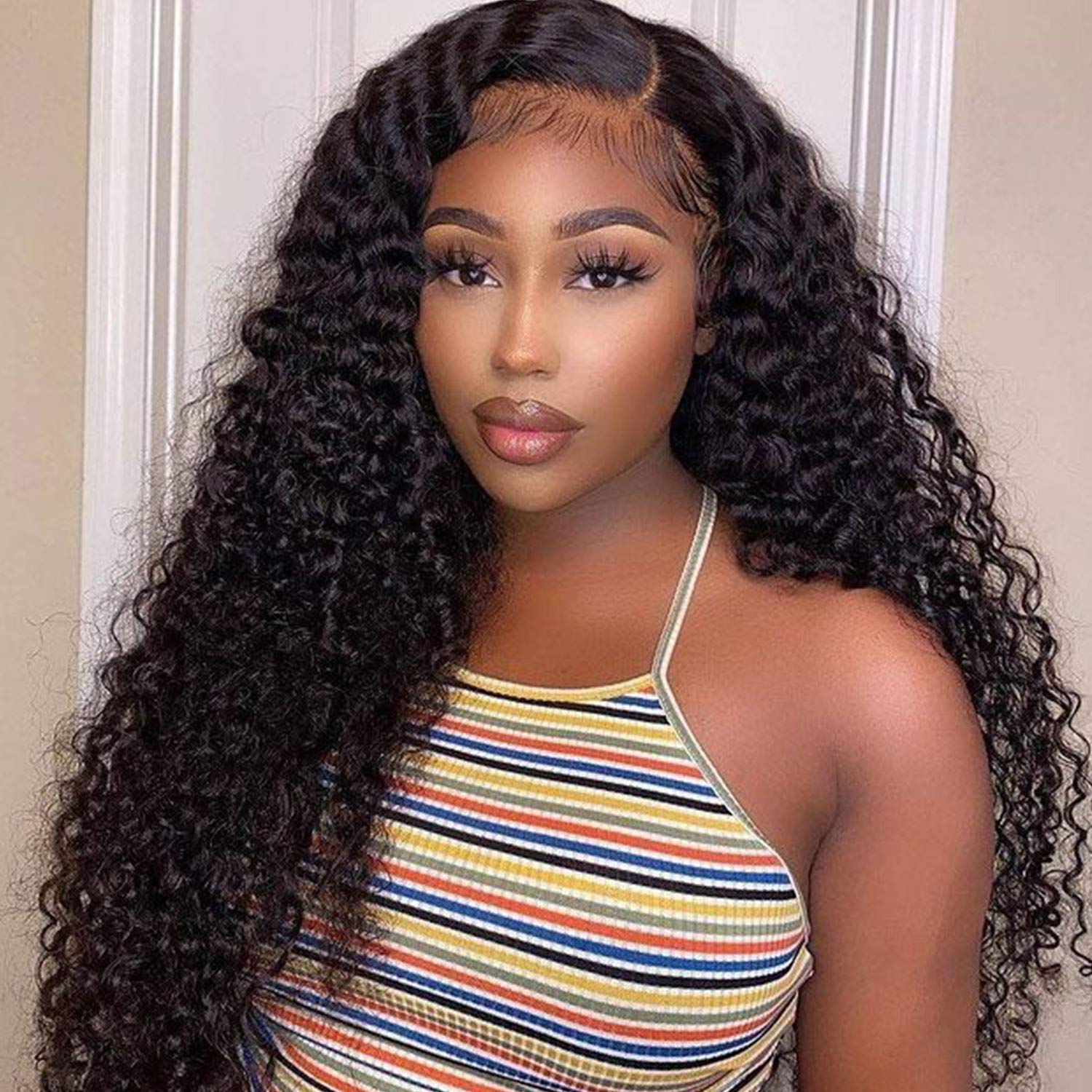 Deep Wave Lace Front Wig Closure Human Hair Wigs Brazilian Curly Wave –  unionbeauty