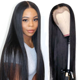 Brazilian Straight Lace Front Human Hair Wigs For Women Pre Plucked Transparent Lace Frontal Wig