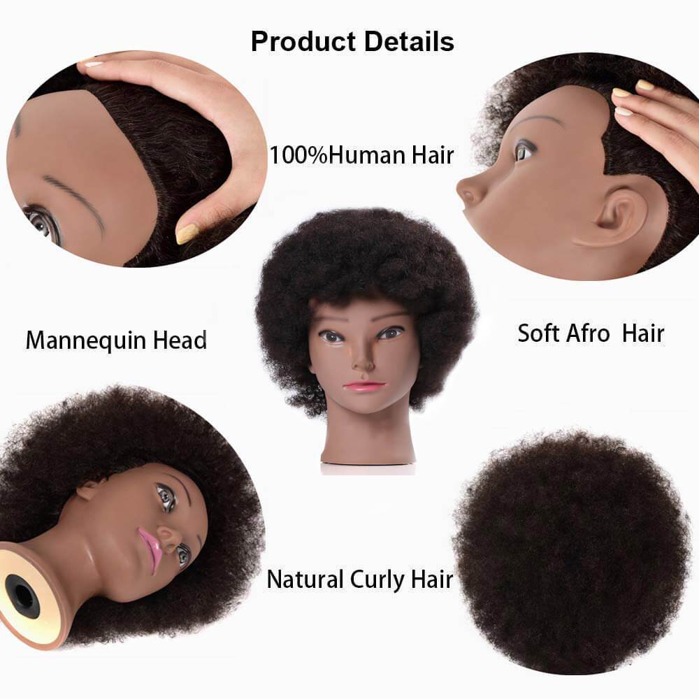 Afro Mannequin Head 100% Human Hair For Practice Styling Braiding