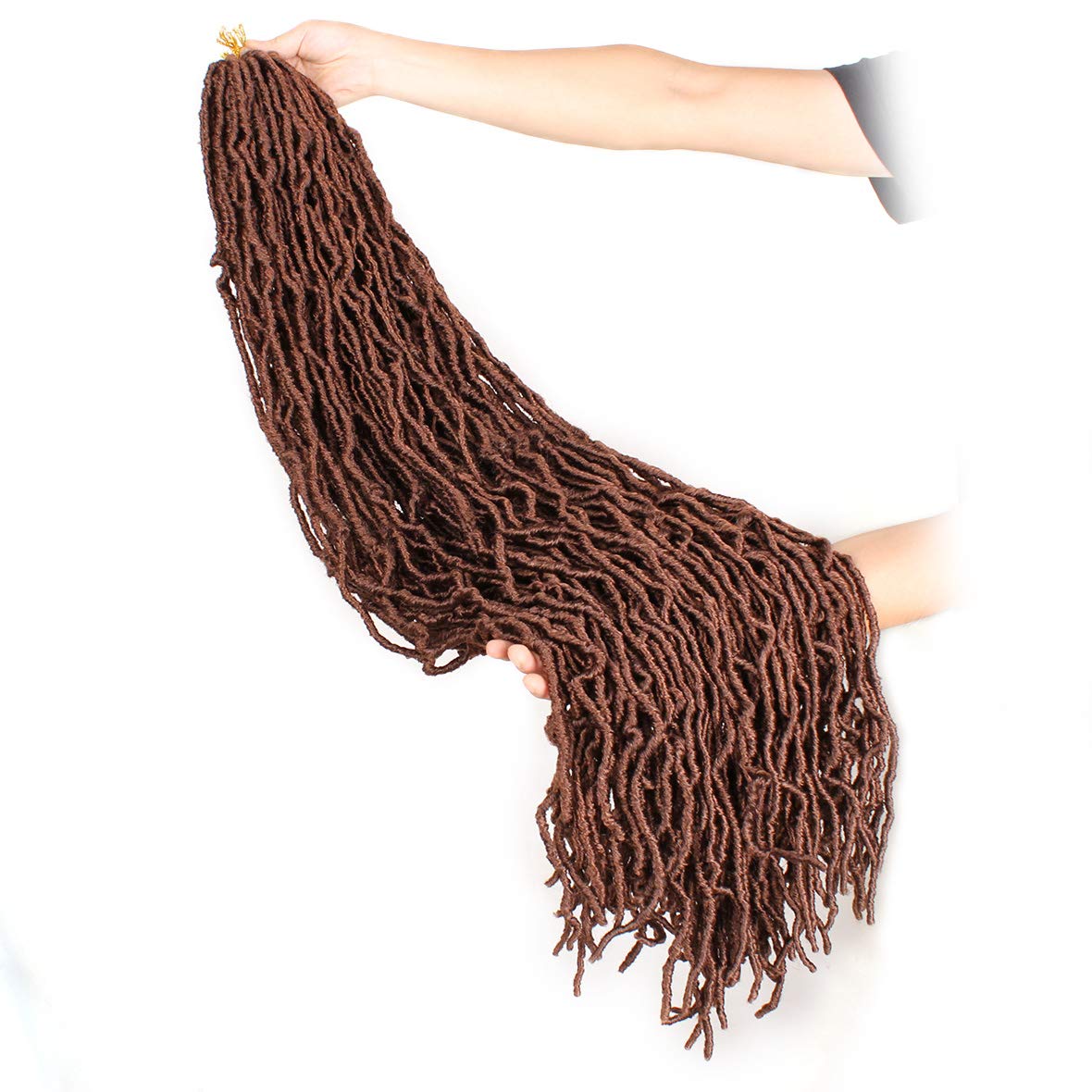 36 Inch Faux Locs Crochet Hair Super Long Soft Locs Crochet Braids Hair 6  Packs/lot 95g Goddess Locs Dreadlocs Synthetic Hair Extend Pre Looped brown