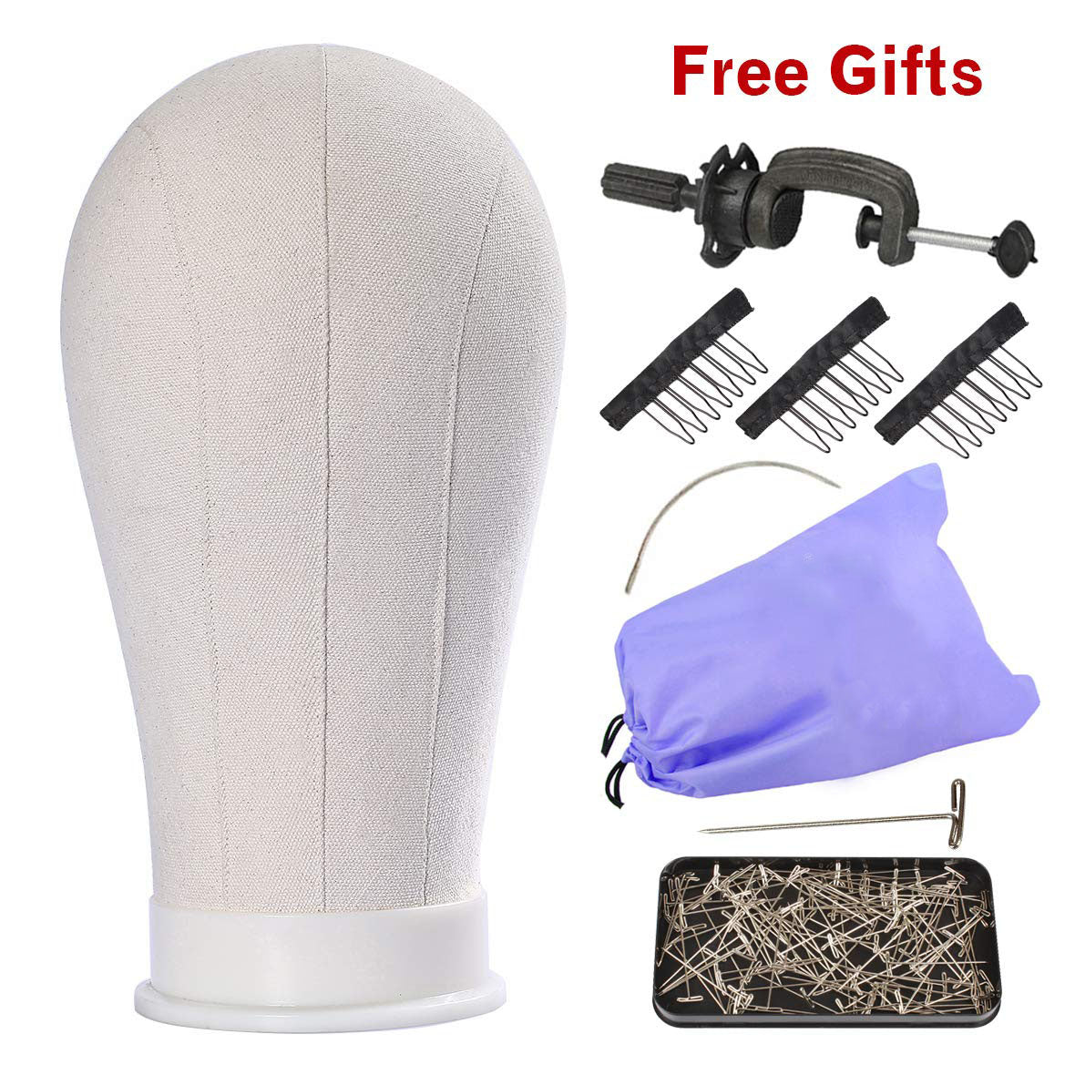 Canvas Block Head Wig Stand Holder Training Mannequin Head Display Styling  Manikin Head For Making Wigs Hair Extension