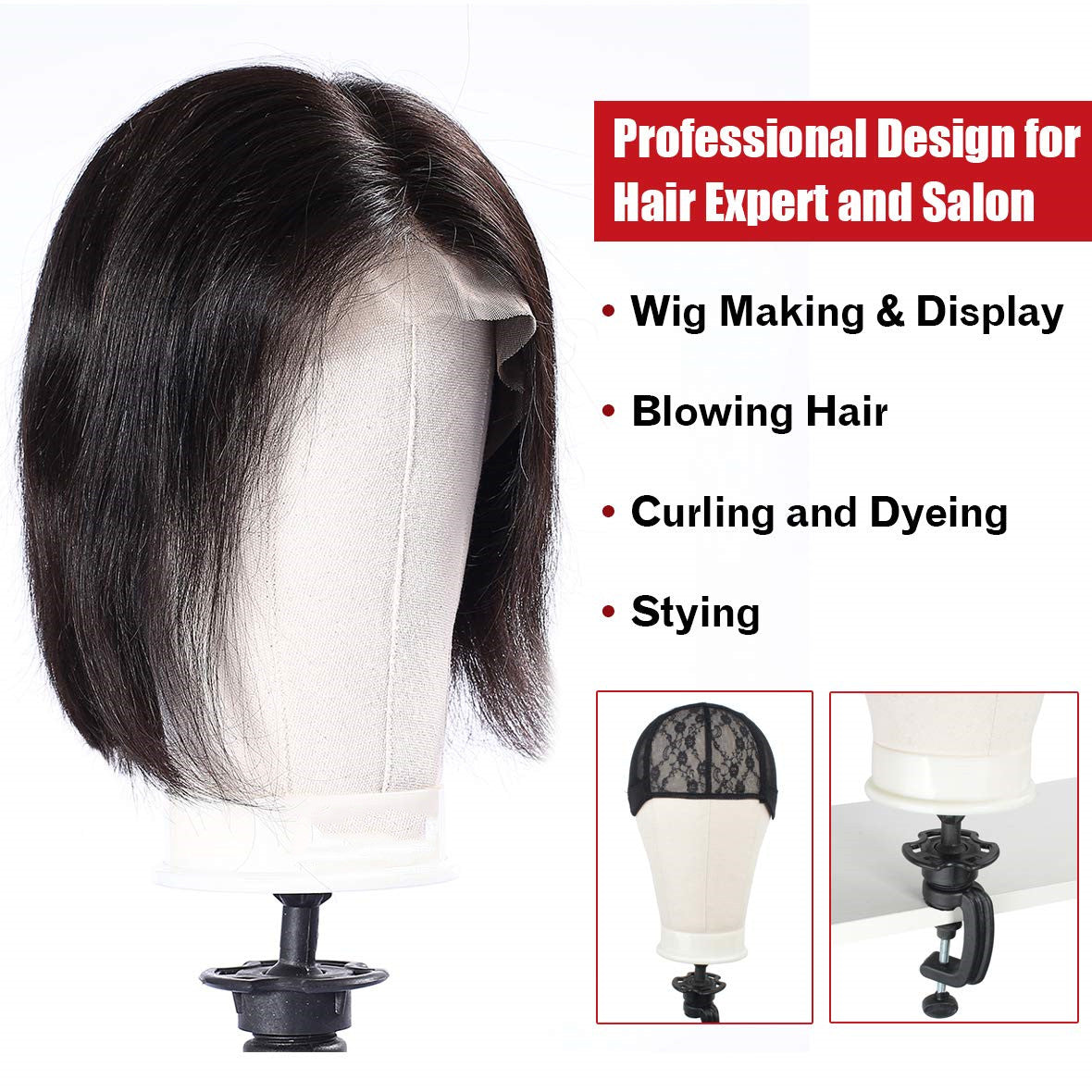 Wig Head Mannequin Head Canvas Block Wig Head with Stand for Wig Making  Styling Model