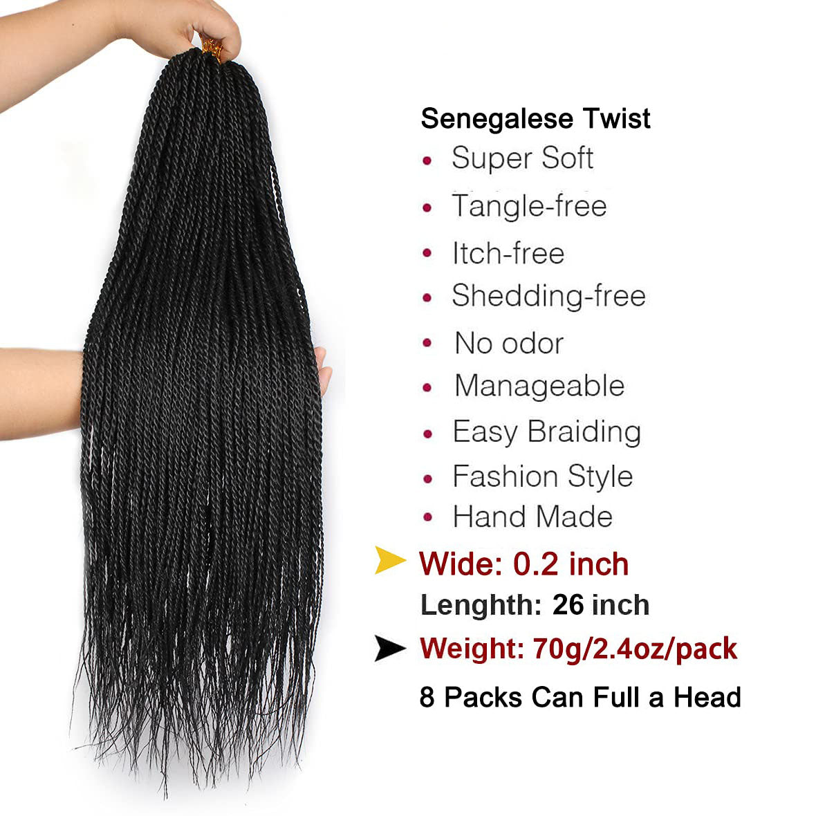 6 Packs Wavy Senegalese Twist Crochet Hair 12 Inch Crochet Braids  Senegalese Twist Synthetic Braiding Hair Extension (T30#, 12 Inch)