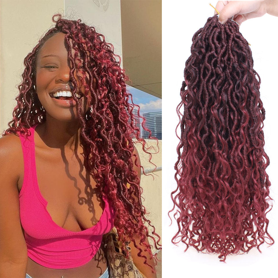 Colorful Curly Goddess Faux Locs Locs Hair Soft And Natural T1B 27 36  Inches From Eco_hair, $7.58