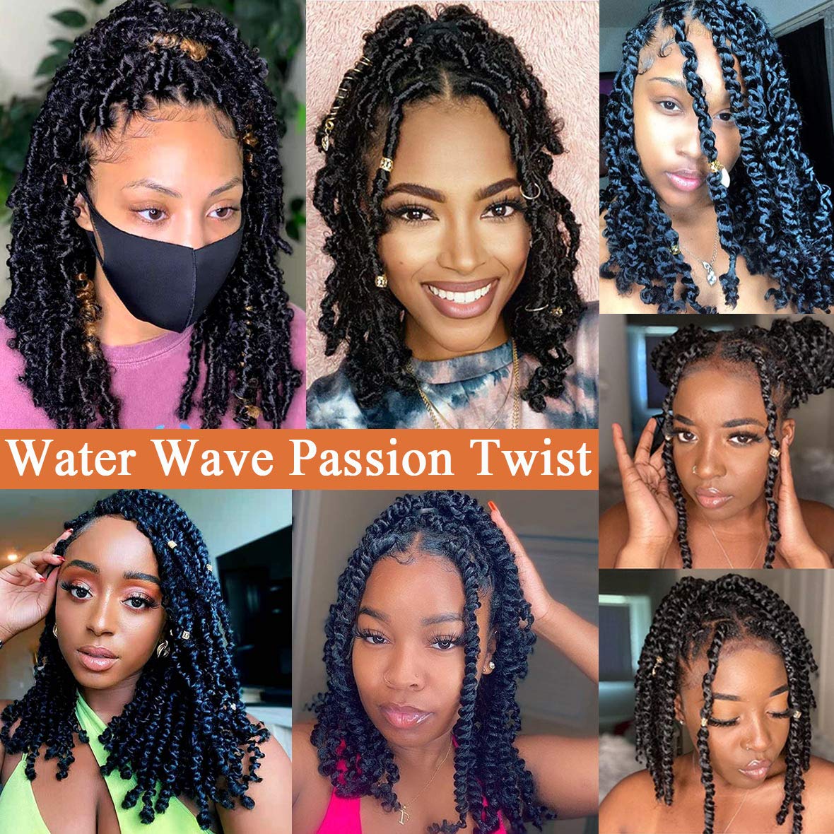 7 Packs Passion Twist Hair 12 Inch Passion Twist Water Wave Braiding  Crochet Hair Pre Looped Short Passion Twist Crochet Hair for Black Women 12  Inch (Pack of 7) 1B Passion Twist Hair