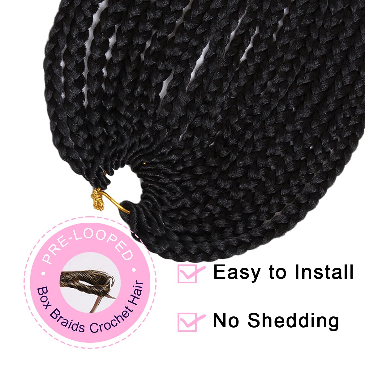 Virgo | Box Braid 14-30 inch | Pre-twisted Pre-Looped Crochet Synthetic Braiding Hair 18/7p / T27
