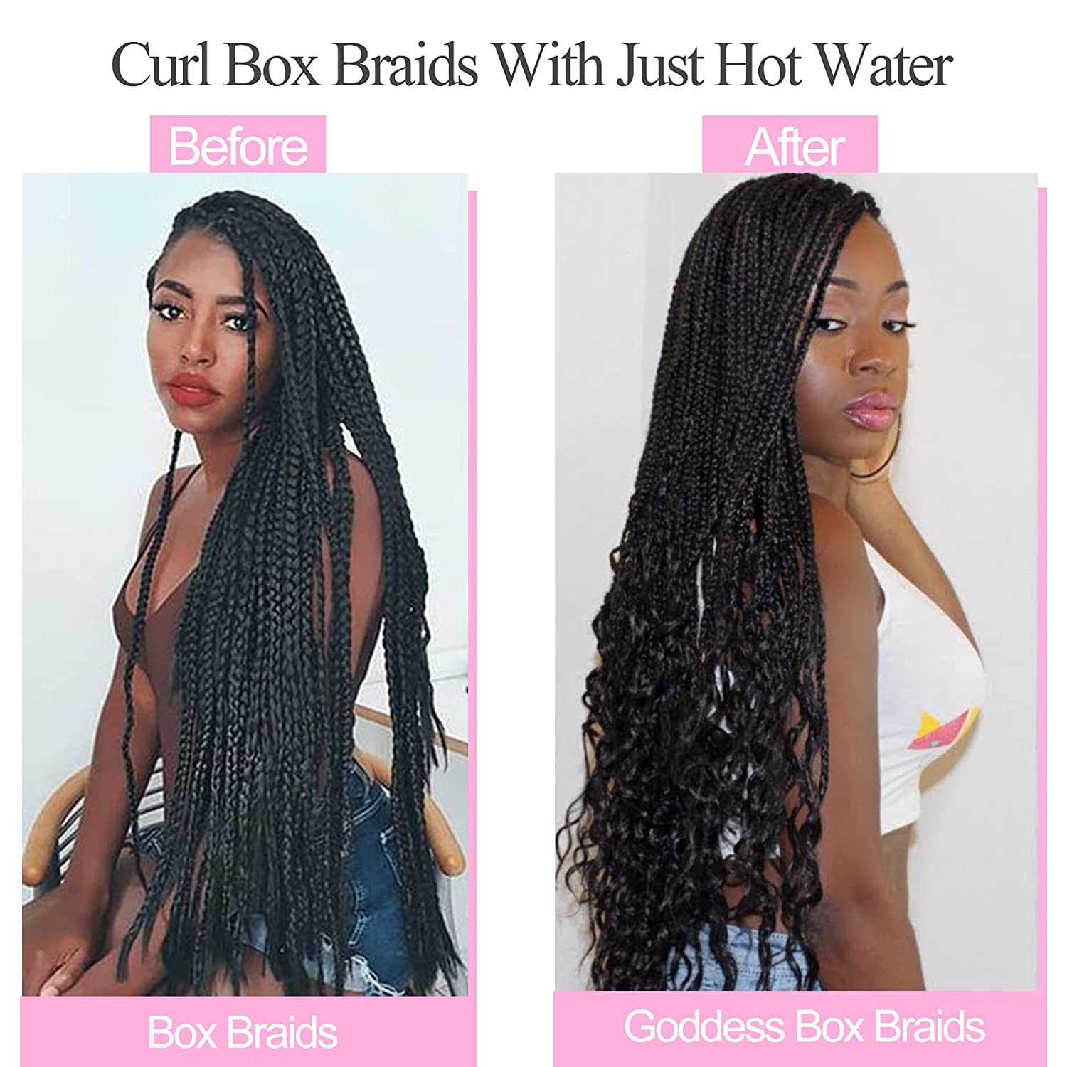 Human Hair With Crochet Box Braids Hair Pre Looped Synthetic