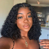 Brazilian Deep Wave Human Hair Lace Front Wig Natural Hairline Closure Wig Short Deep Curly Wigs