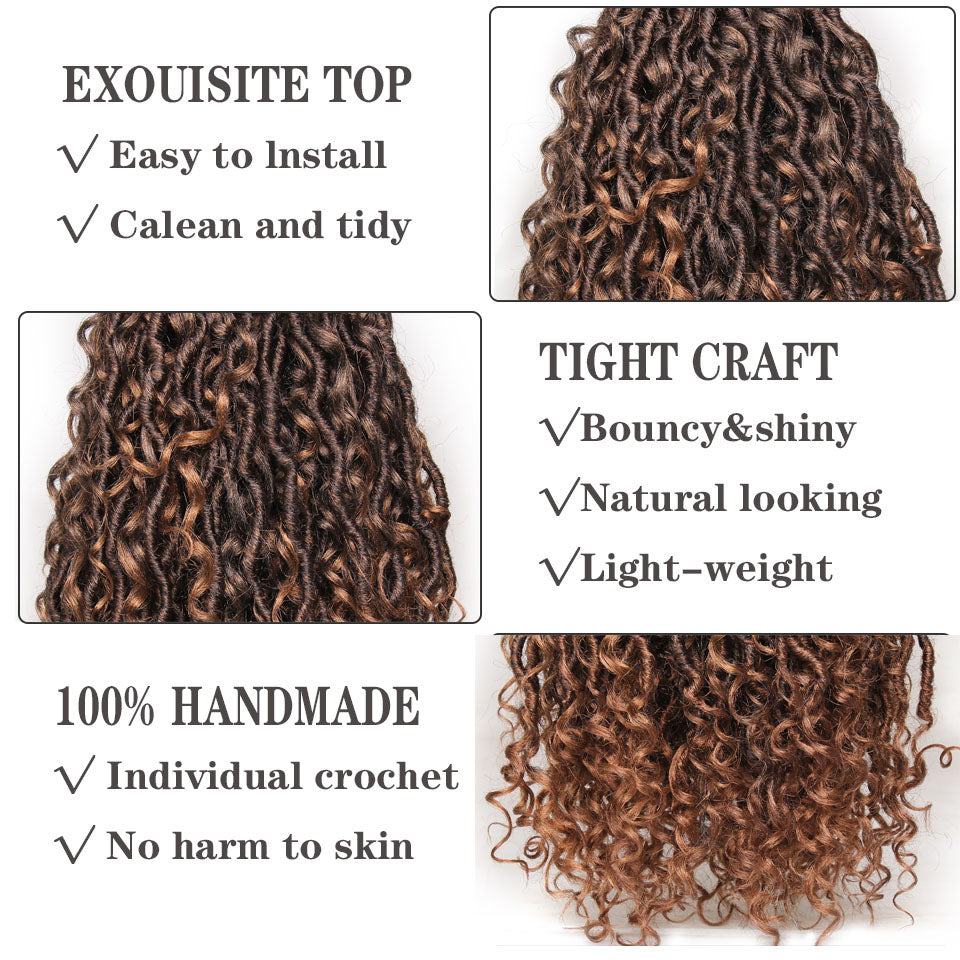 24inch Goddess Faux Locs Curly Crochet Braid Synthetic Hair Ombre Brai –  unionbeauty