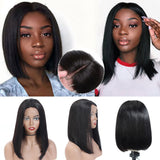 Short Straight  Bob Human Hair Wigs 13×4 Lace Front Human Wigs Brazilian Hair Natural Black