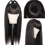 Straight Human Hair Wigs With Bangs Machine Made Human Hair Wigs For Women
