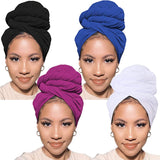 Long Soft Head Scarfs Stretch Head Wraps Solid Color Turban Headbands For Black Women