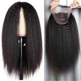 UNIONBEAUTY Kinky Straight Wig 13×4 Lace Closure Human Hair Wigs With Baby Hair Preplucked T Part Lace Closure Wig