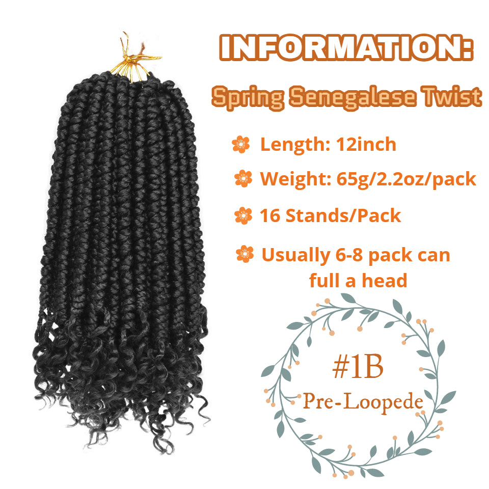 12inch Spring Senegalese Twist Crochet Braids Curl End Crochet Hair Pr –  unionbeauty