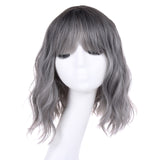 14inch Short Wavy Bob Wig Synthetic With Air Bangs Wig For Heat Resistance Shoulder Length Curled Wigs