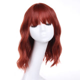 14inch Short Wavy Bob Wig Synthetic With Air Bangs Wig For Heat Resistance Shoulder Length Curled Wigs